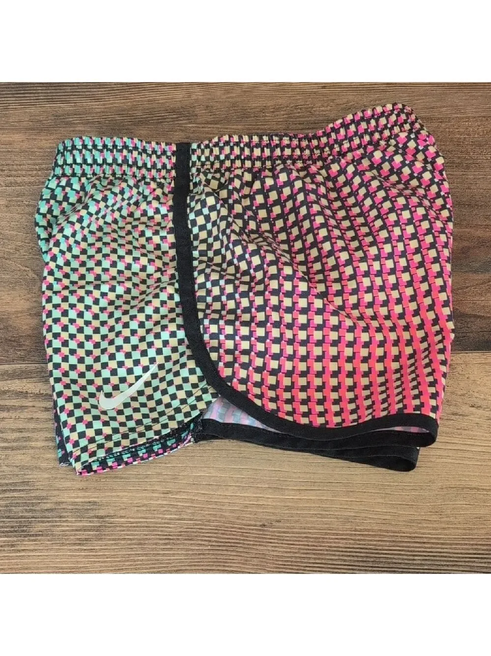 Nike Kids Checkered Multicolor Athletic Lined Running Shorts 6X        630P